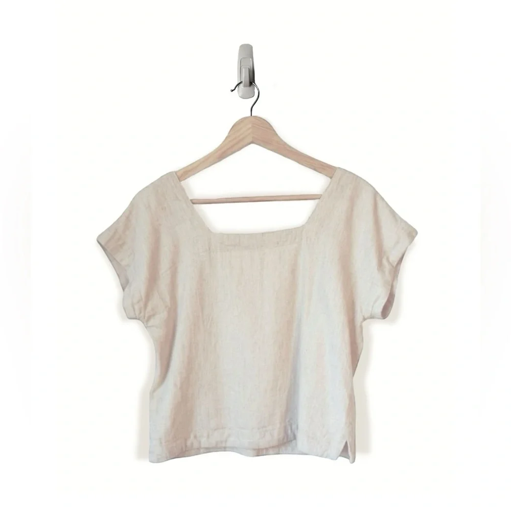 Madewell Natural Linen-Cotton Square-Neck Top (2) - Picture 3 of 6